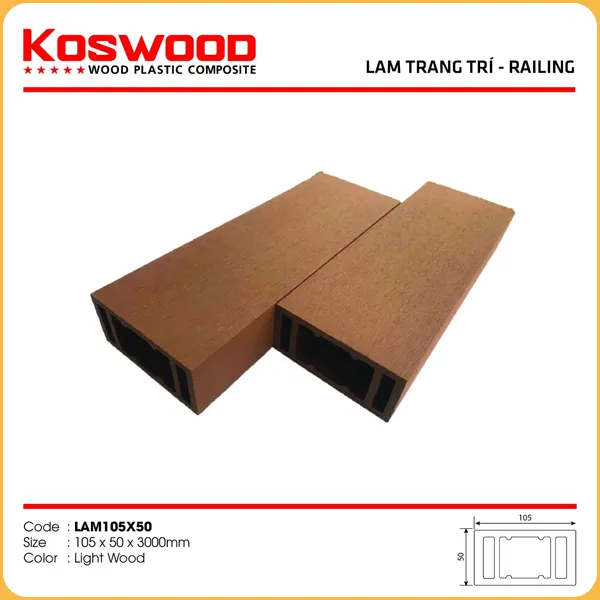 Thanh Lam Gỗ Nhựa Ngoài Trời Kosmos L105x50 Light Wood